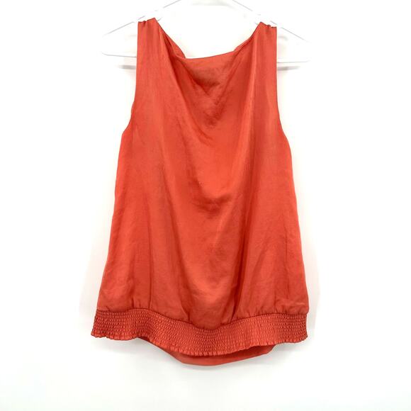 Loft Size Small Blouse Orange Sleeveless‎ Ruffle Front Preppy Workwear Casual - Picture 2 of 4